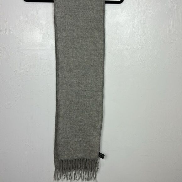 Lanart Collection Baby Alpaca Fringe Trim Gray Scarf - Picture 2 of 6